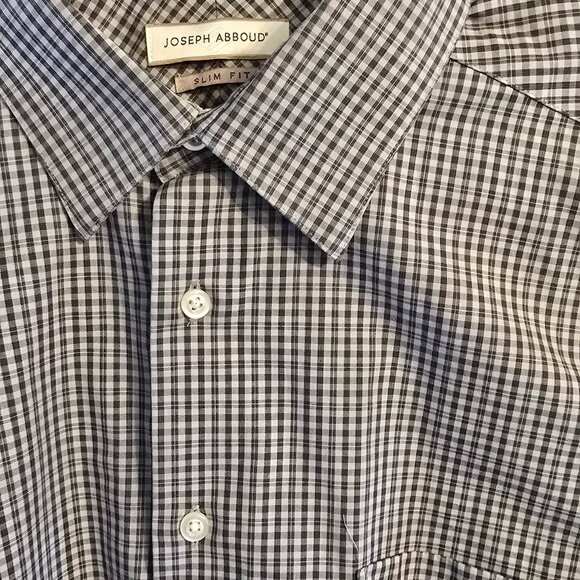 VGUC - Joseph Abboud Men's Grey & Blue Button-Up Shirt - Slim Fit 16.5 32/33 - Picture 6 of 6